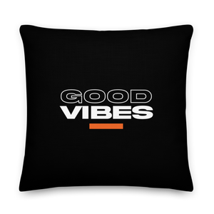 22″×22″ Good Vibes Text Premium Pillow by Design Express
