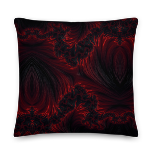22″×22″ Black Red Fractal Art Premium Pillow by Design Express