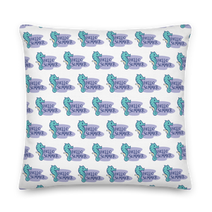 22″×22″ Seahorse Hello Summer Premium Pillow by Design Express