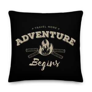 22″×22″ Travel More Adventure Begins Premium Pillow by Design Express