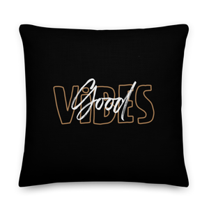 22″×22″ Good Vibes Typo Premium Pillow by Design Express