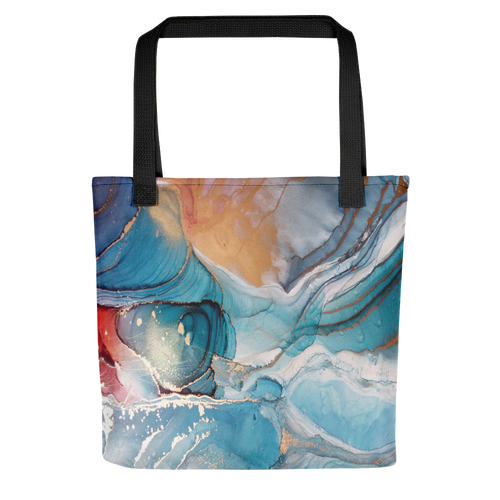 Default Title Colorful Marble Liquid ink Art Full Print Tote bag by Design Express