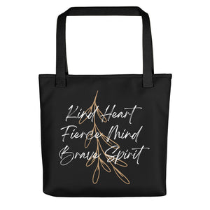 Default Title Kind Heart, Fierce Mind, Brave Spirit Tote bag by Design Express