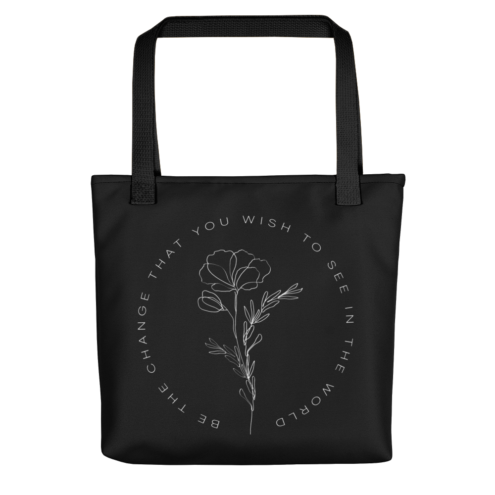 Default Title Be the change that you wish to see in the world Black Tote bag by Design Express