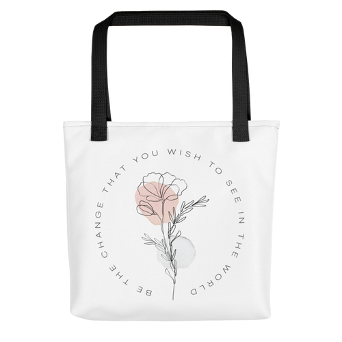 Default Title Be the change that you wish to see in the world White Tote bag by Design Express