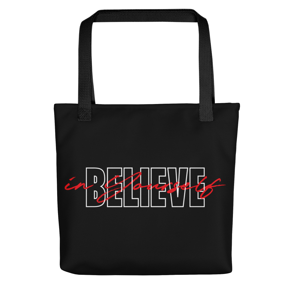 Default Title Believe in yourself Typography Tote Bag by Design Express