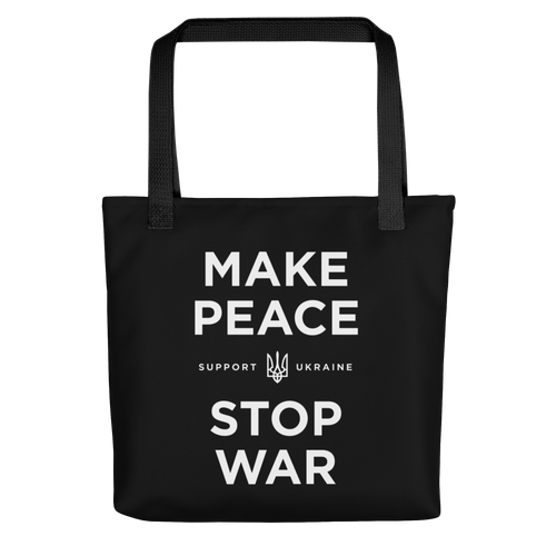 Default Title Make Peace Stop War (Support Ukraine) Black Tote Bag by Design Express