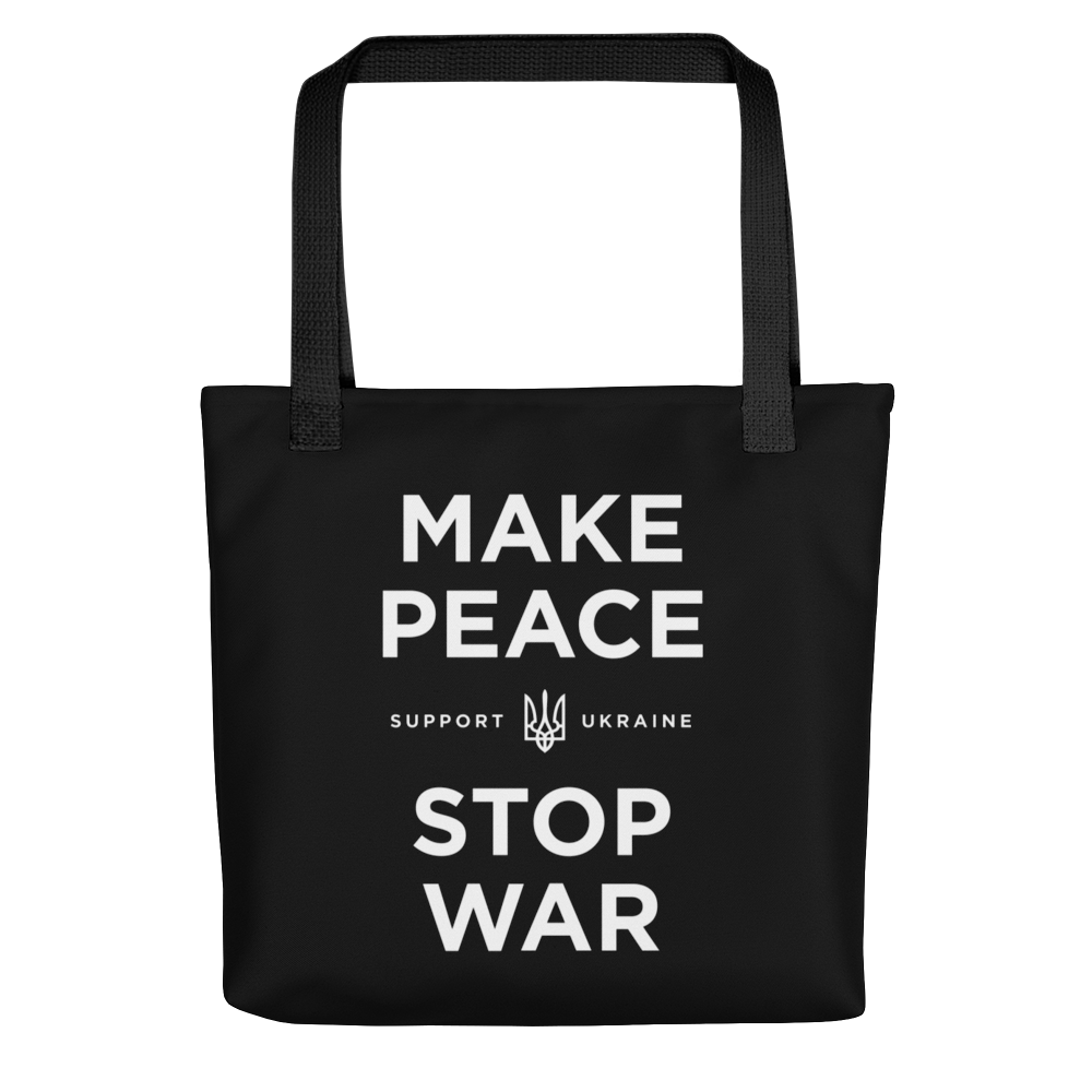 Default Title Make Peace Stop War (Support Ukraine) Black Tote Bag by Design Express