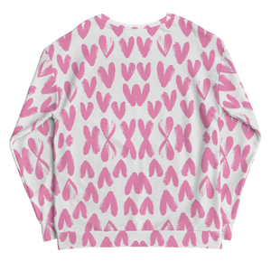 Pink Heart Pattern Unisex Sweatshirt by Design Express