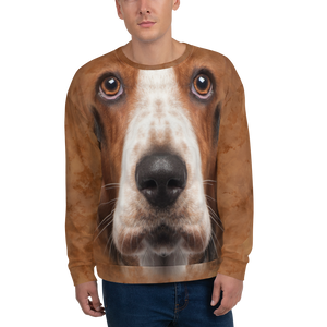 XS Basset Hound "All Over Animal" Unisex Sweatshirt by Design Express