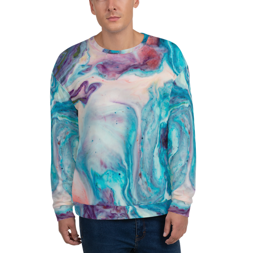 XS Blue Multicolor Marble Unisex Sweatshirt by Design Express