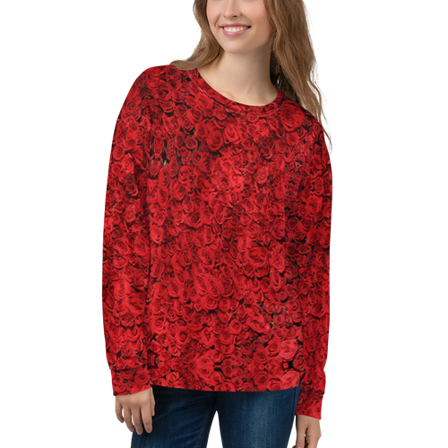 XS Red Rose Pattern Unisex Sweatshirt by Design Express