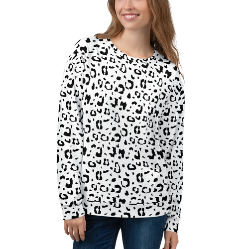 XS Black & White Leopard Print Unisex Sweatshirt by Design Express