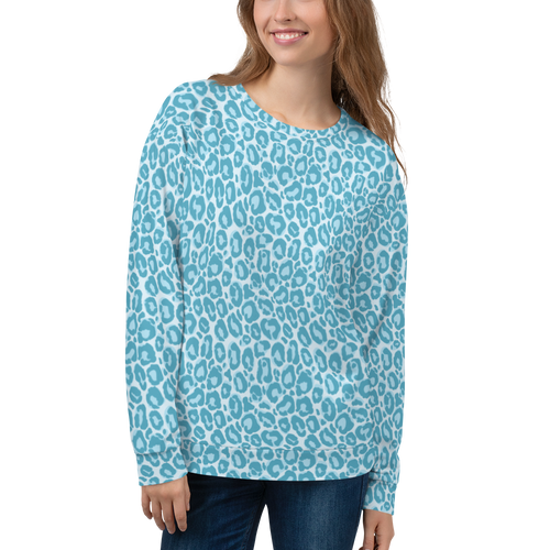 XS Teal Leopard Print Unisex Sweatshirt by Design Express