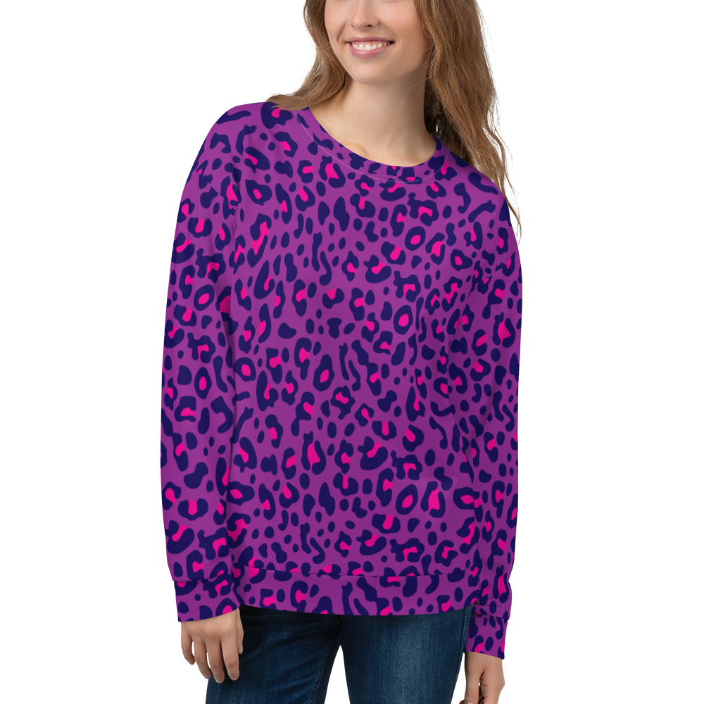 XS Purple Leopard Print Unisex Sweatshirt by Design Express