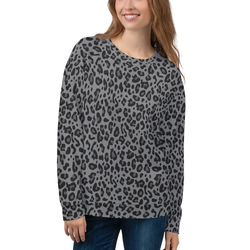 XS Grey Leopard Print Unisex Sweatshirt by Design Express