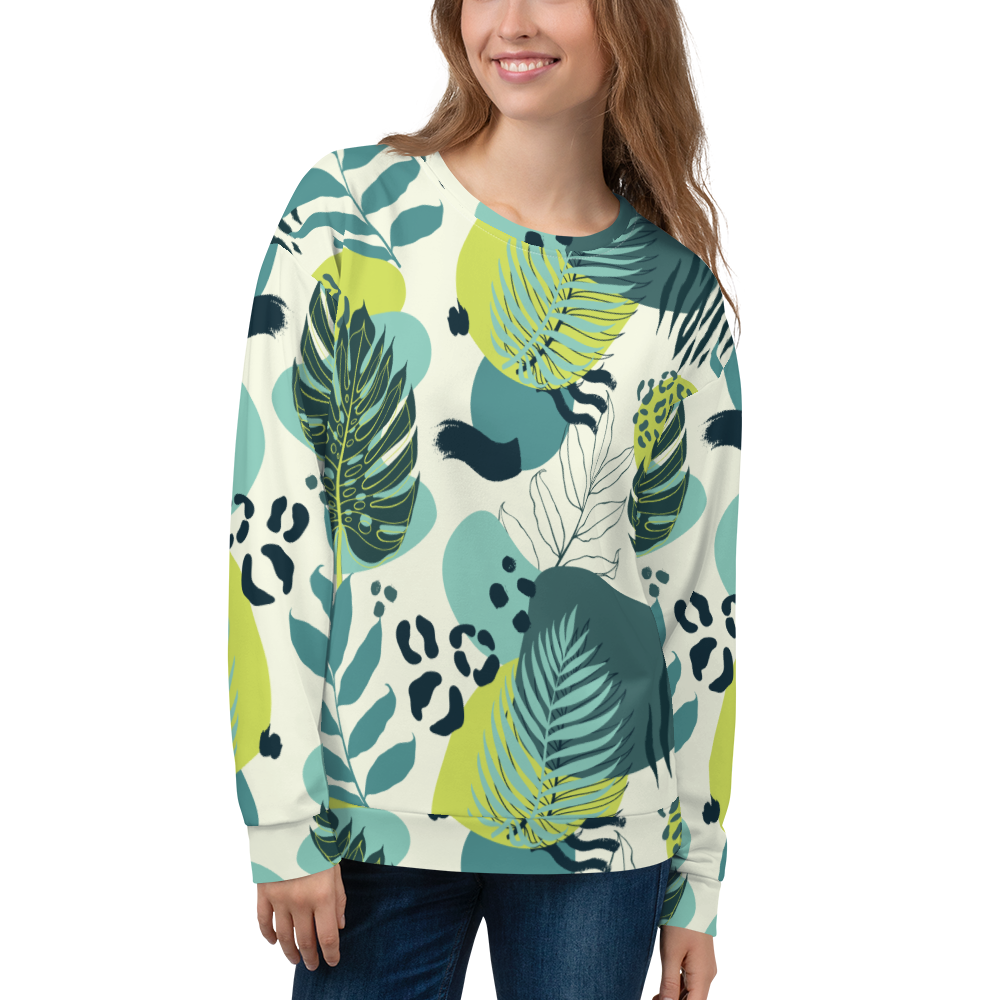 XS Fresh Tropical Leaf Unisex Sweatshirt by Design Express