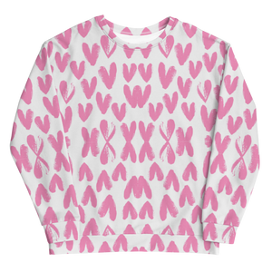 Pink Heart Pattern Unisex Sweatshirt by Design Express