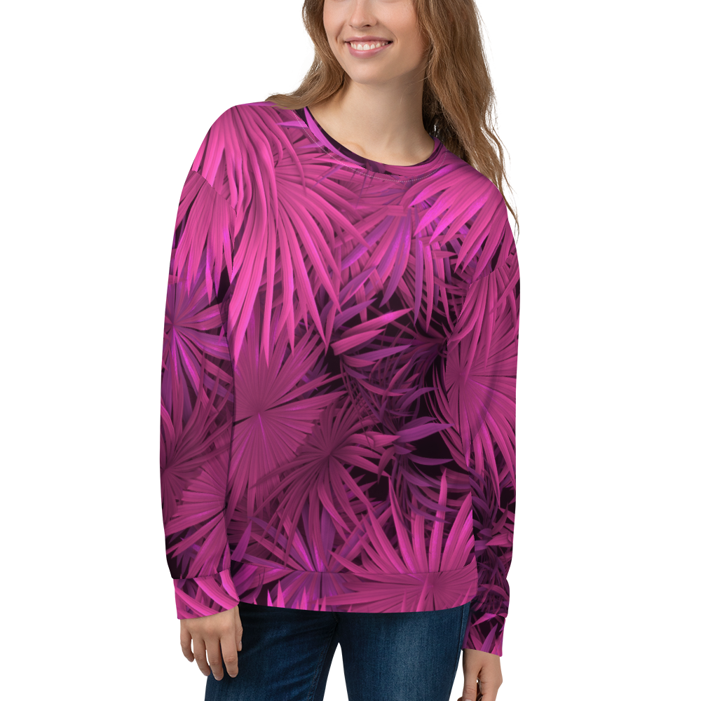 XS Pink Palm Unisex Sweatshirt by Design Express