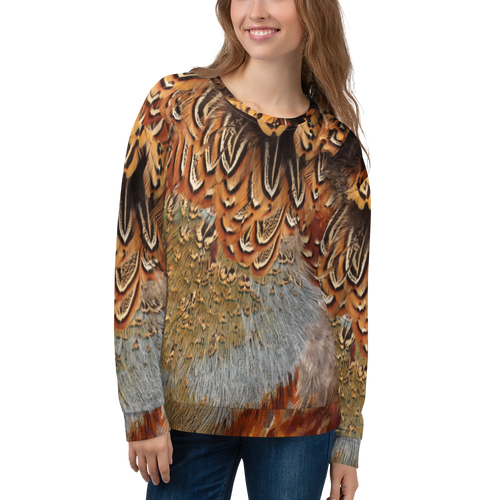 XS Brown Pheasant Feathers Unisex Sweatshirt by Design Express