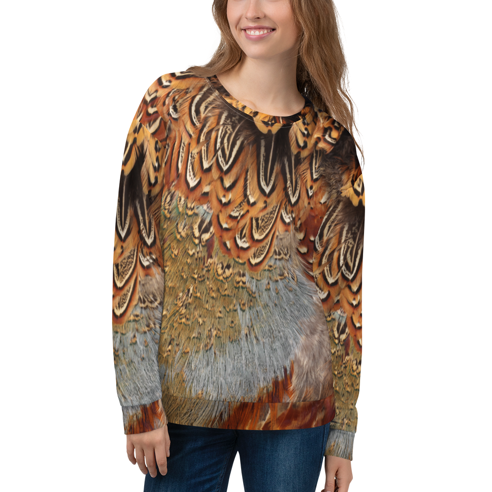 XS Brown Pheasant Feathers Unisex Sweatshirt by Design Express