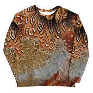 Brown Pheasant Feathers Unisex Sweatshirt by Design Express