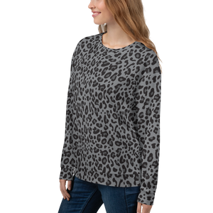 Grey Leopard Print Unisex Sweatshirt by Design Express