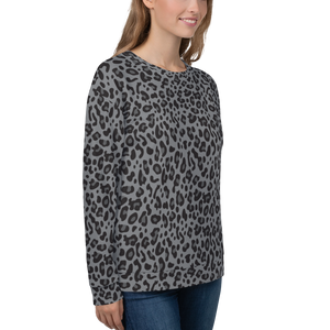 Grey Leopard Print Unisex Sweatshirt by Design Express