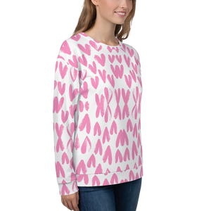 Pink Heart Pattern Unisex Sweatshirt by Design Express