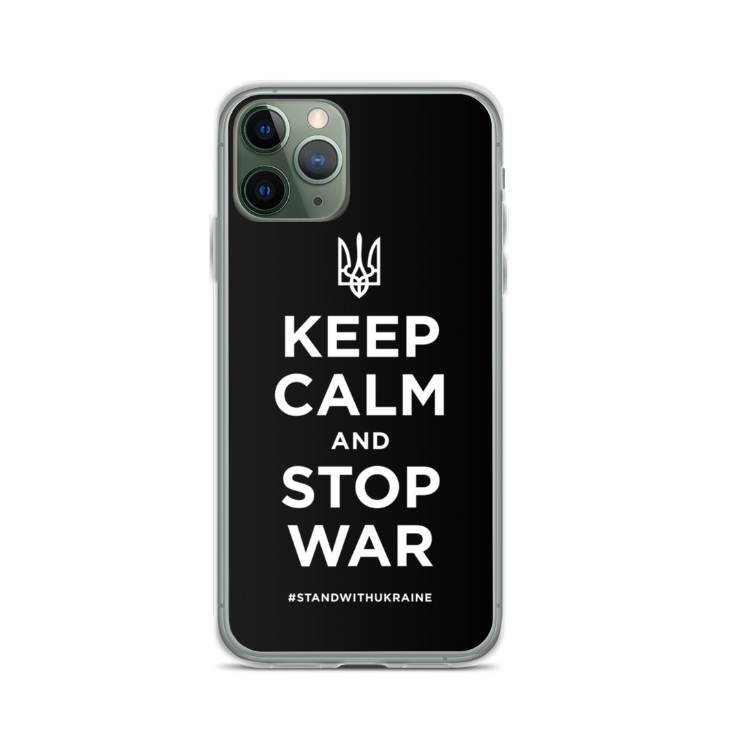 iPhone 11 Pro Keep Calm and Stop War (Support Ukraine) White Print iPhone Case by Design Express