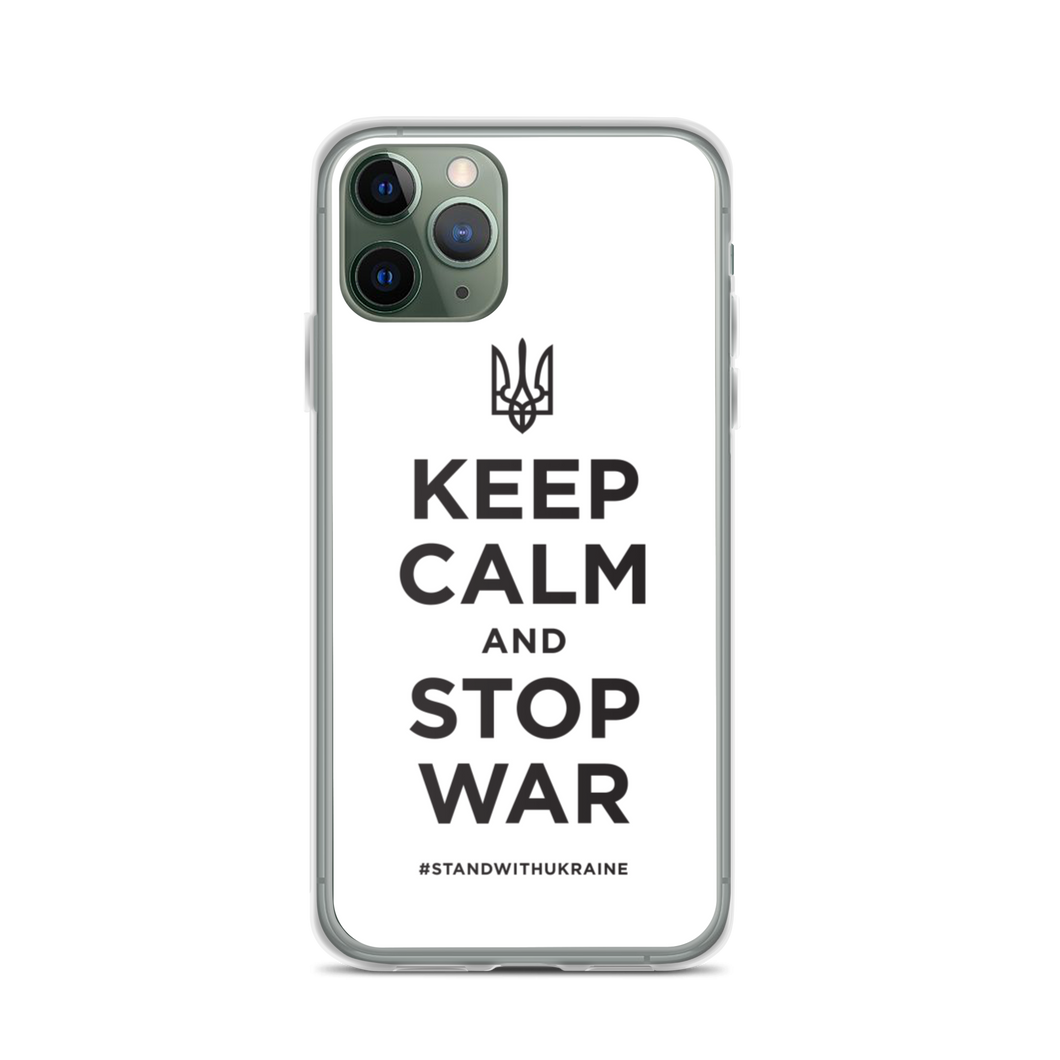 iPhone 11 Pro Keep Calm and Stop War (Support Ukraine) Black Print iPhone Case by Design Express