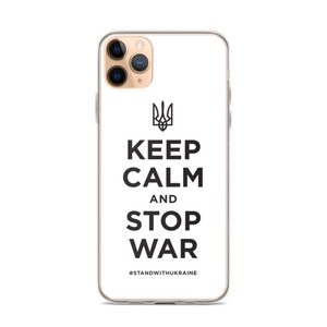 iPhone 11 Pro Max Keep Calm and Stop War (Support Ukraine) Black Print iPhone Case by Design Express