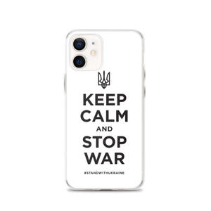 iPhone 12 Keep Calm and Stop War (Support Ukraine) Black Print iPhone Case by Design Express