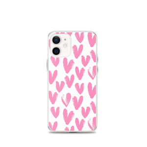 iPhone 12 mini Pink Heart Pattern iPhone Case by Design Express