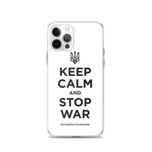 iPhone 12 Pro Keep Calm and Stop War (Support Ukraine) Black Print iPhone Case by Design Express
