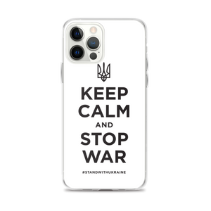 iPhone 12 Pro Max Keep Calm and Stop War (Support Ukraine) Black Print iPhone Case by Design Express