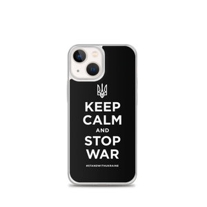 iPhone 13 mini Keep Calm and Stop War (Support Ukraine) White Print iPhone Case by Design Express