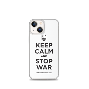 iPhone 13 mini Keep Calm and Stop War (Support Ukraine) Black Print iPhone Case by Design Express