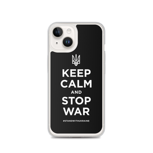 iPhone 14 Keep Calm and Stop War (Support Ukraine) White Print iPhone Case by Design Express