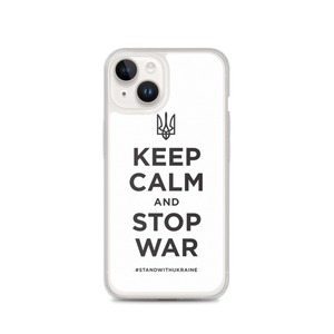 iPhone 14 Keep Calm and Stop War (Support Ukraine) Black Print iPhone Case by Design Express