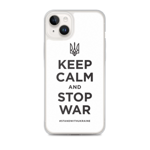 iPhone 14 Plus Keep Calm and Stop War (Support Ukraine) Black Print iPhone Case by Design Express