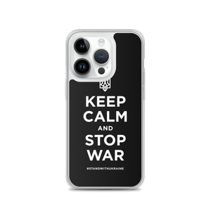 iPhone 14 Pro Keep Calm and Stop War (Support Ukraine) White Print iPhone Case by Design Express