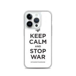 iPhone 14 Pro Keep Calm and Stop War (Support Ukraine) Black Print iPhone Case by Design Express