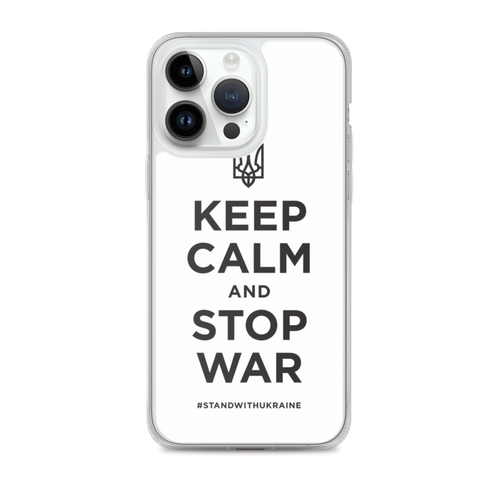 iPhone 14 Pro Max Keep Calm and Stop War (Support Ukraine) Black Print iPhone Case by Design Express