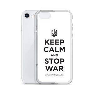 Keep Calm and Stop War (Support Ukraine) Black Print iPhone Case by Design Express