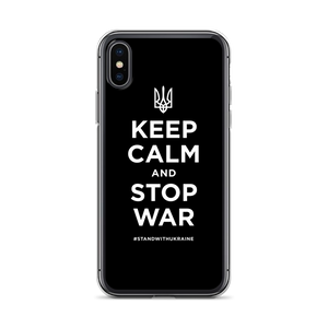 iPhone X/XS Keep Calm and Stop War (Support Ukraine) White Print iPhone Case by Design Express