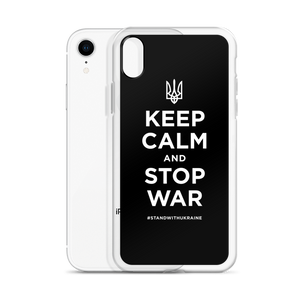 Keep Calm and Stop War (Support Ukraine) White Print iPhone Case by Design Express