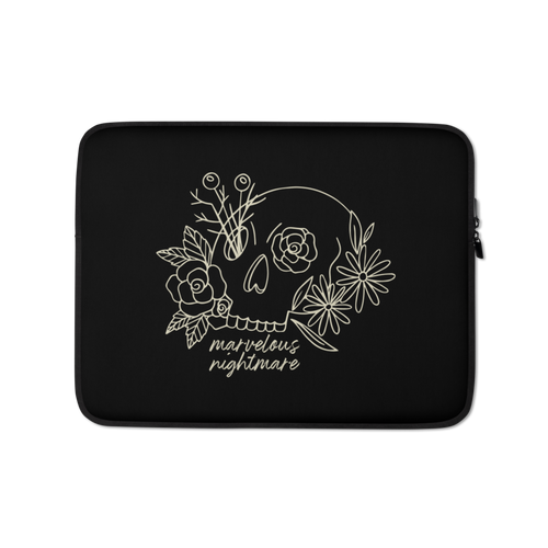 13″ Marvelous Nightmare Flower Skull Laptop Sleeve by Design Express