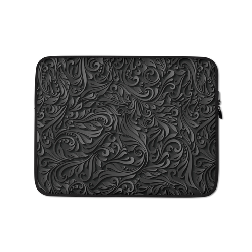 13″ 3D Black Ornament Pattern Laptop Sleeve by Design Express