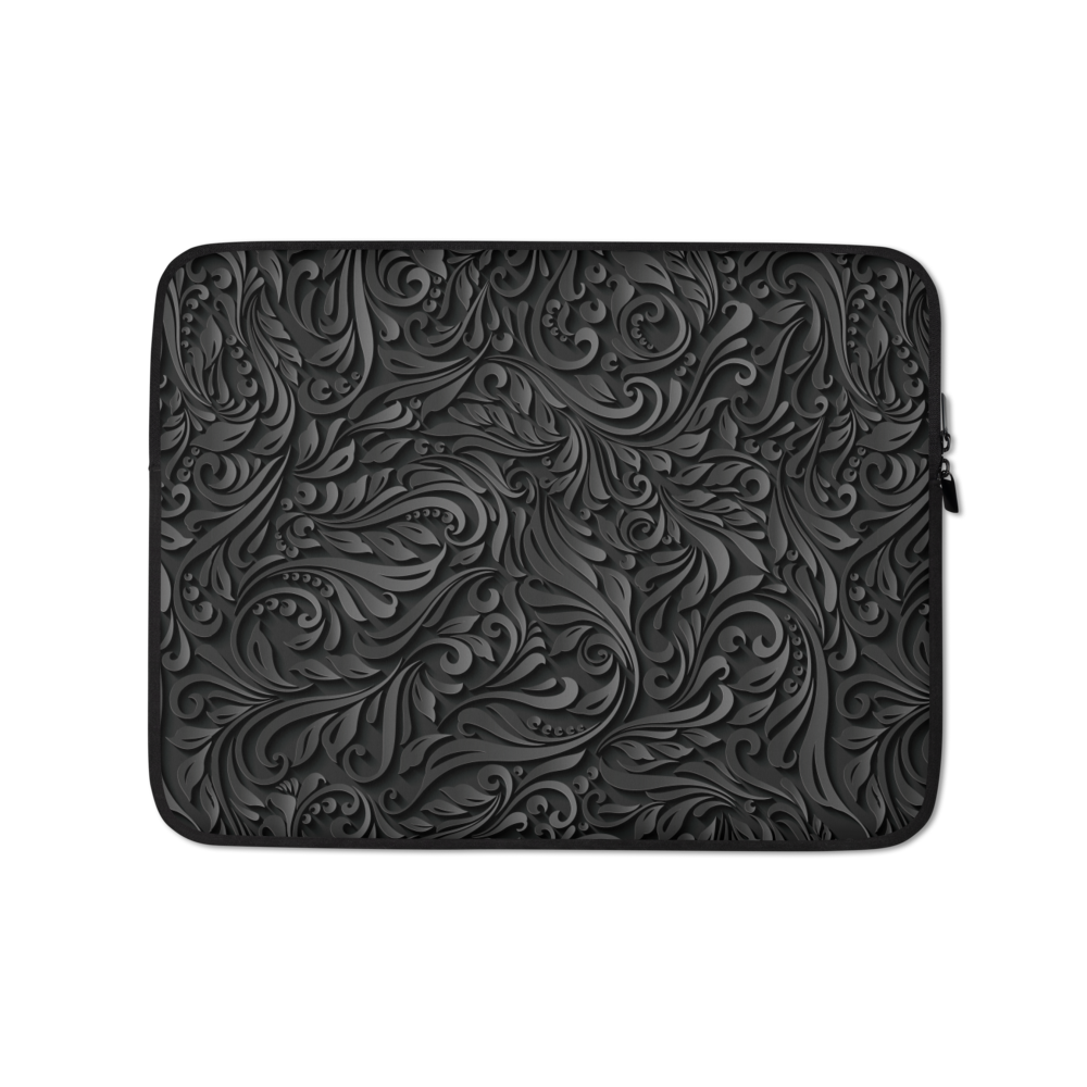 13″ 3D Black Ornament Pattern Laptop Sleeve by Design Express